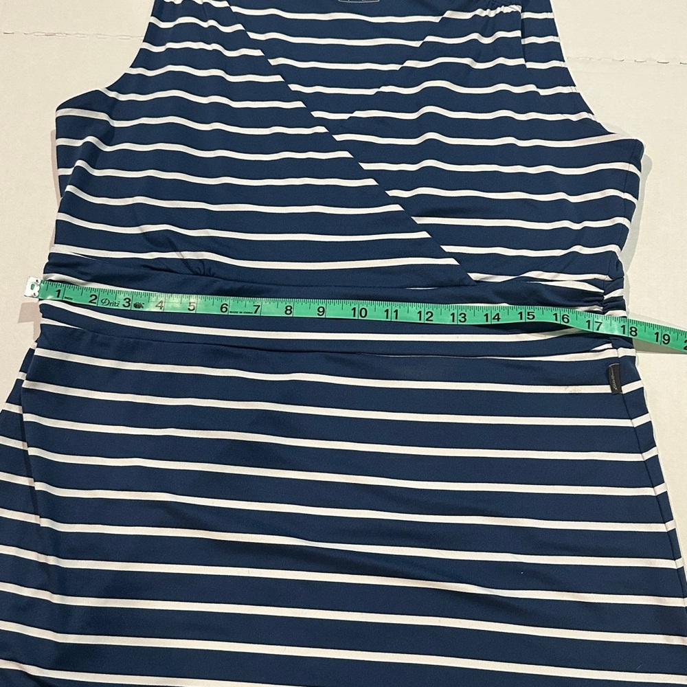Striped Navy and White Sleeveless Dress - Picture 5 of 7